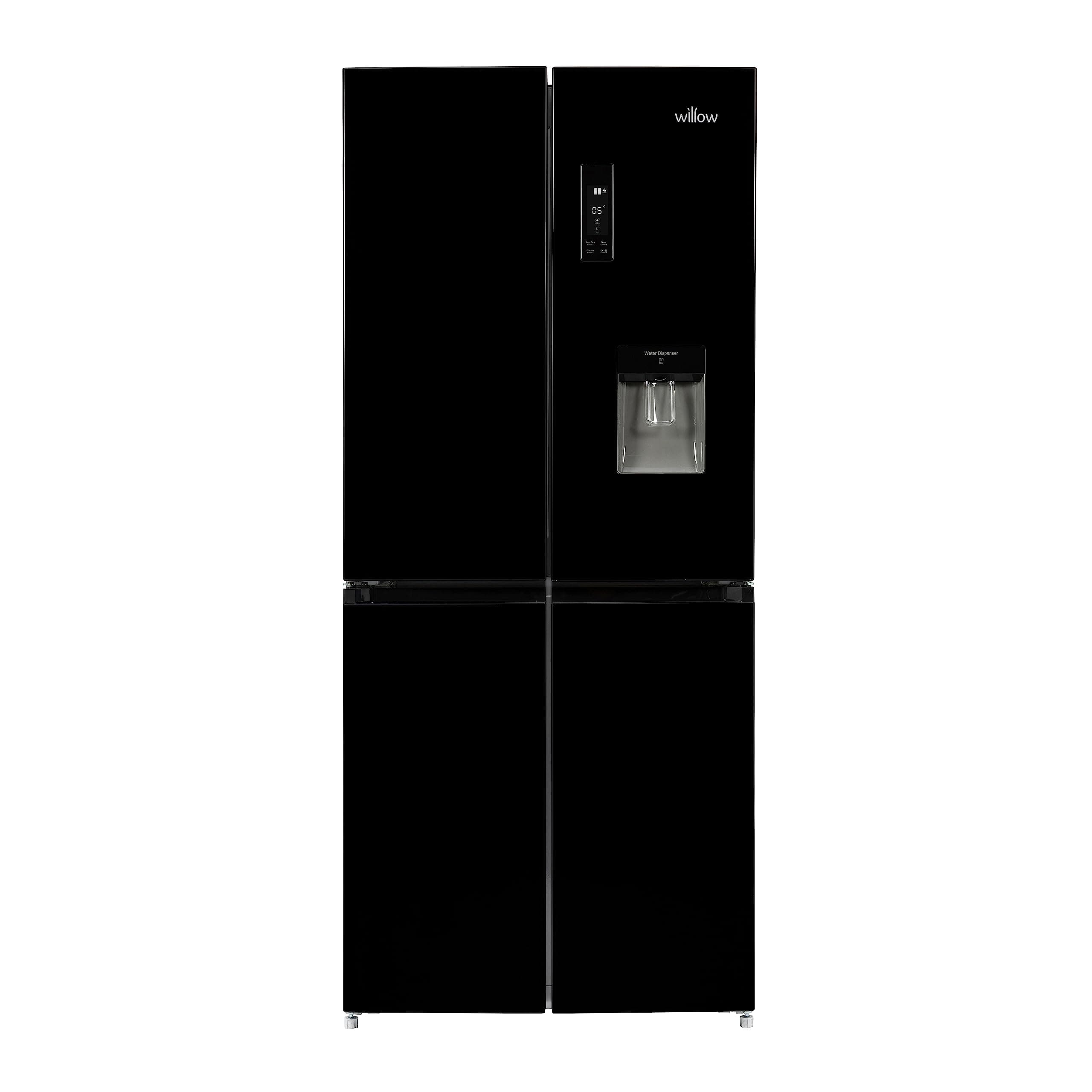 Willow WSBS4MDB 418L Total No Frost American Style Fridge Freezer with Adjustable Thermostat, Water Dispenser, Mark-Proof Finish, 2 Years Warranty - Black