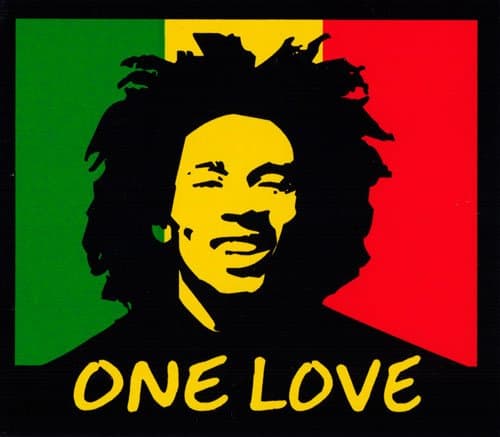 Peace Resource Project One Love - Rasta Colors Small Bumper Sticker or Laptop Decal (3.5" x 3")