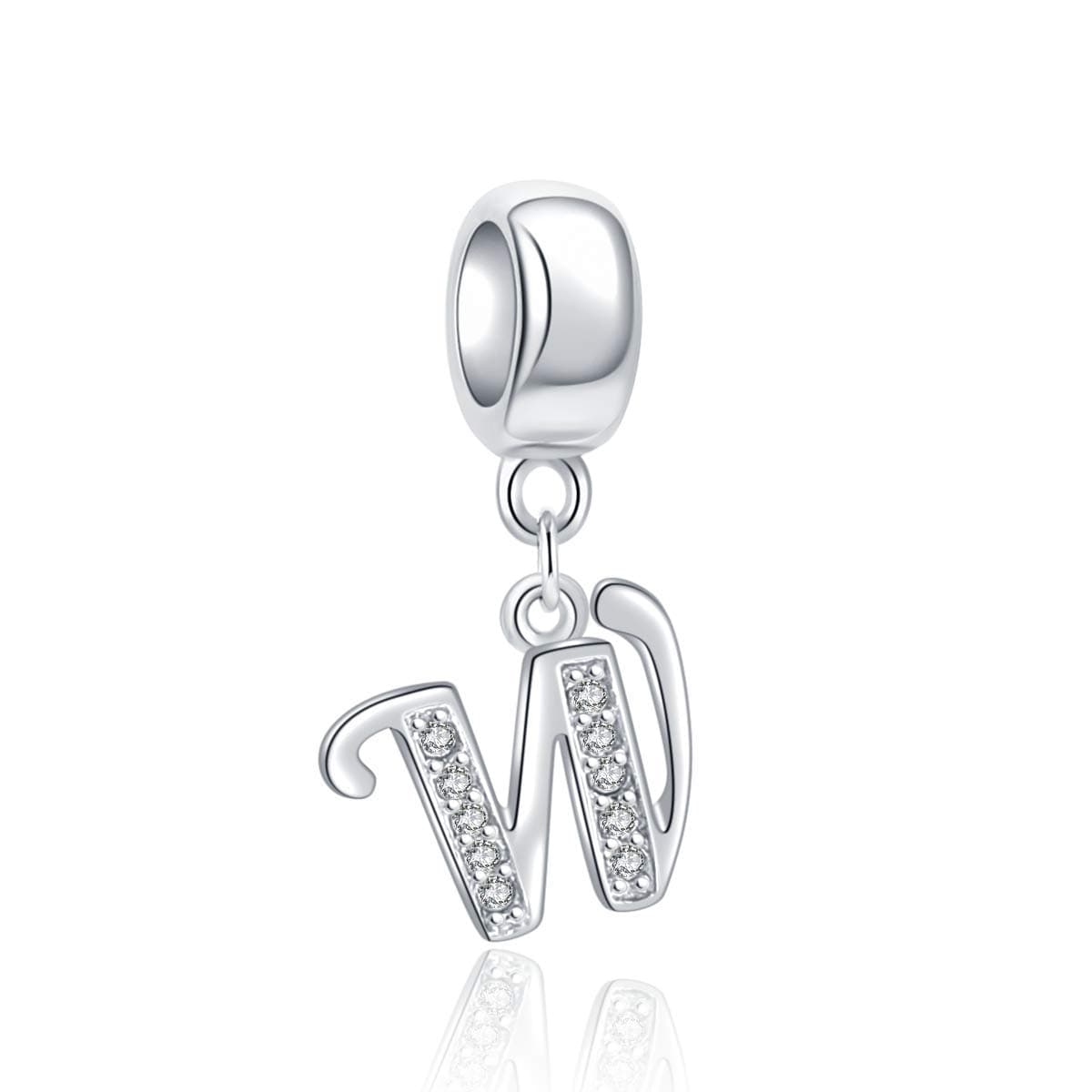 SOUKISS 925 Sterling Silver Letter Beads Initial A-z Dangle Alphabet Crystal Charm Fits European Bracelet Gift for Mother Valentines day