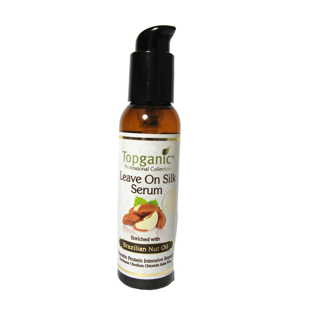 Topganic Leave On Silk Serum Pump with Brazil Nut Oil, 4 Ounce