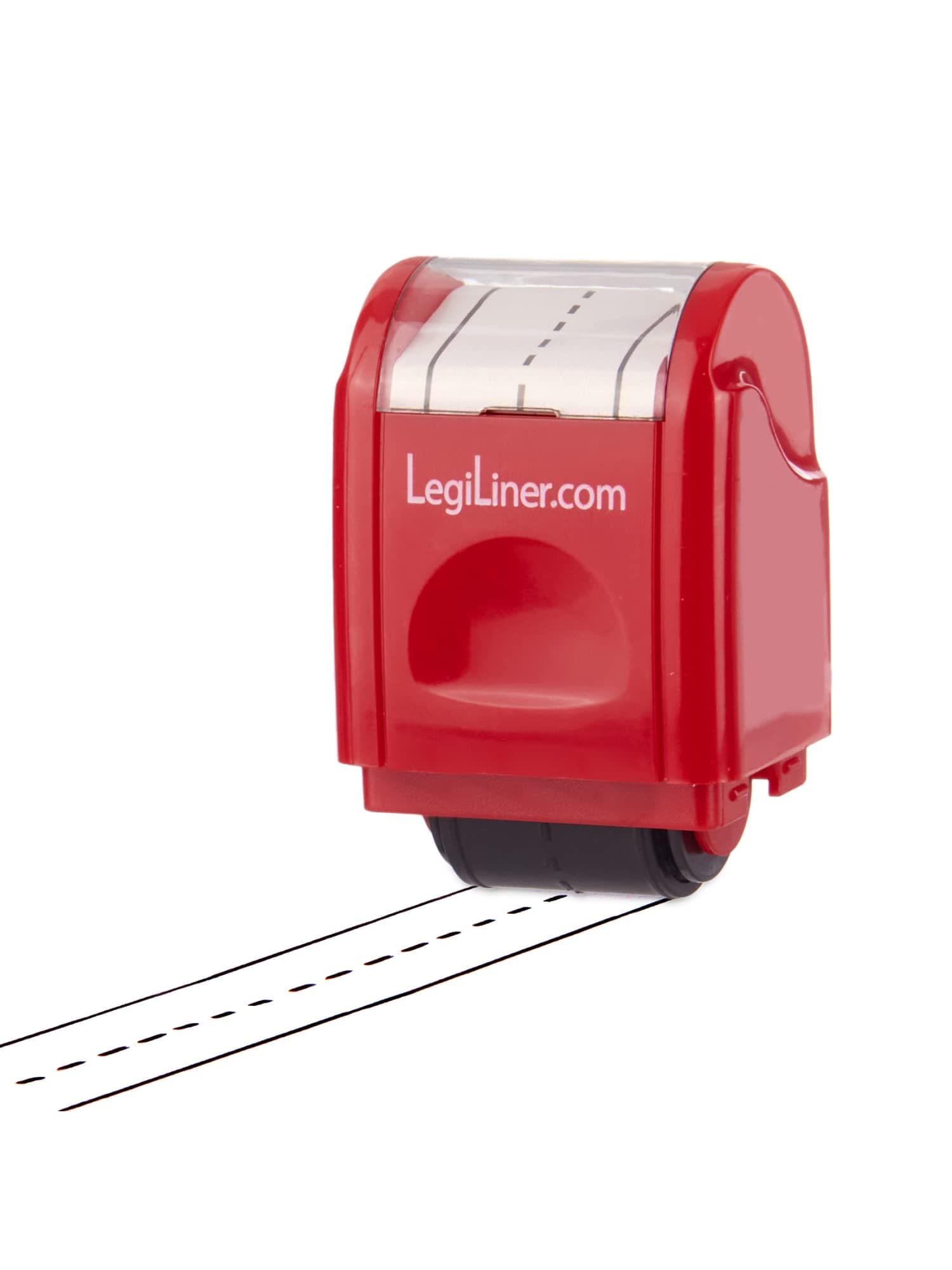 LEGILINER 3/4" Dashed Handwriting Line (RED) Teacher Stamp – Tri-Line Dashed Pattern. Classroom & Home Use. Refillable Ink Writing Practice Roller Stamp.