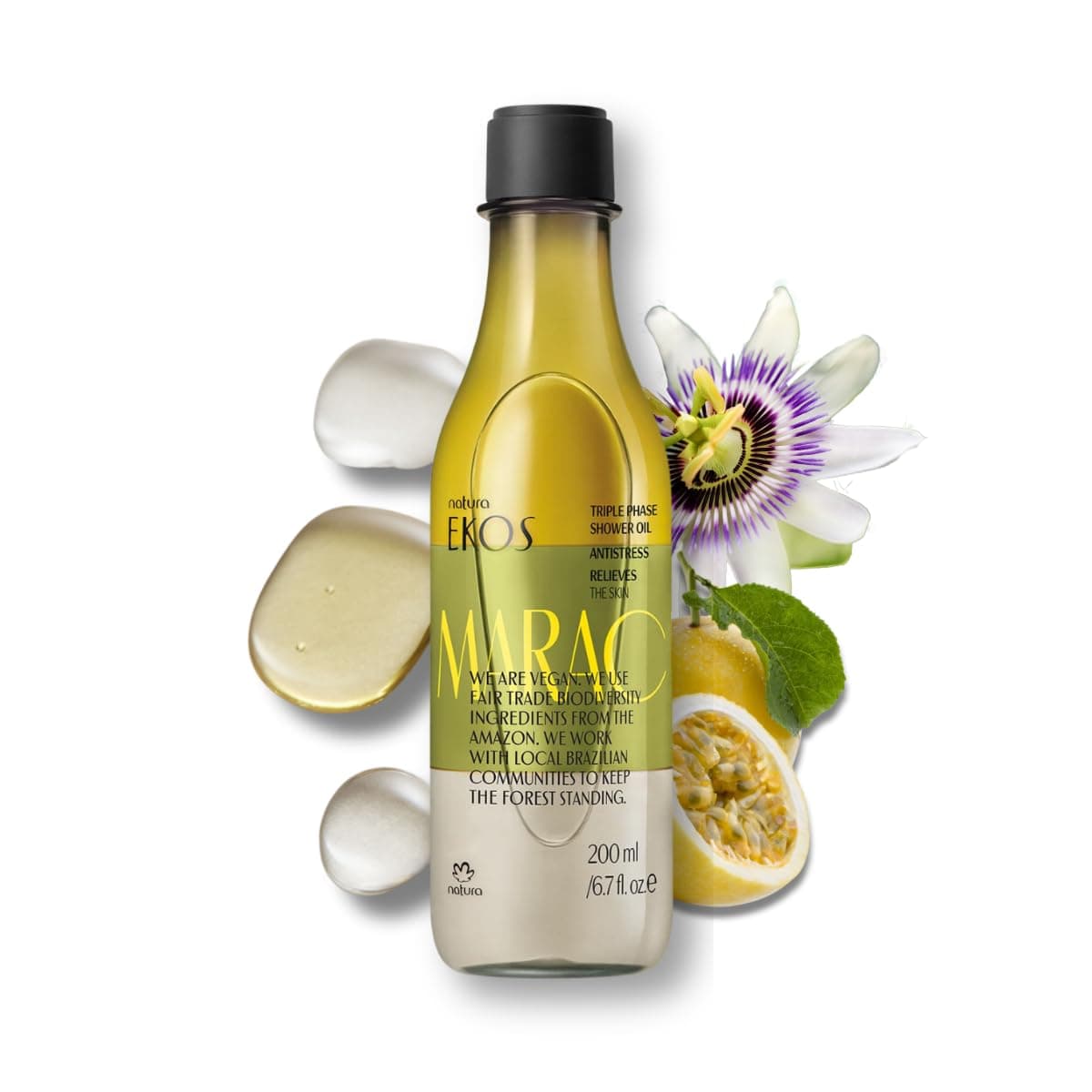 Passion Fruit Triple Phase Body Oil – Maracujá Oil Moisturizer for Soft Glowing Skin, Vegan Skincare, Hydrating & Nourishing Brazilian Beauty – 6.7 fl oz (200ml)