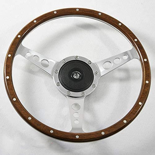 Flashpower15'' Classic Wood Steering Wheel 18 Rivets with Horn Button