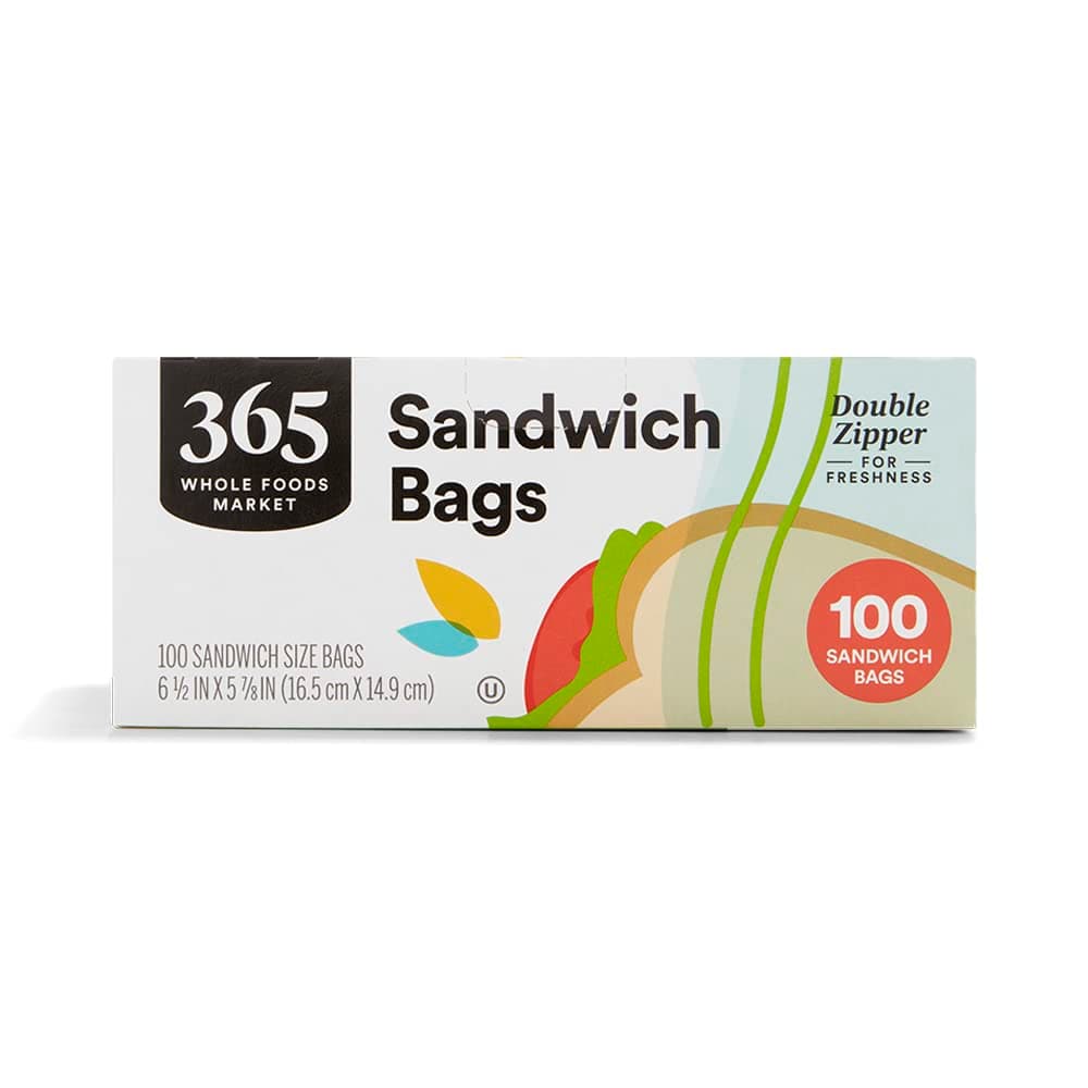 365 by Whole Foods Market, Sandwich Size Storage Bags, Double Zipper, 100 Count