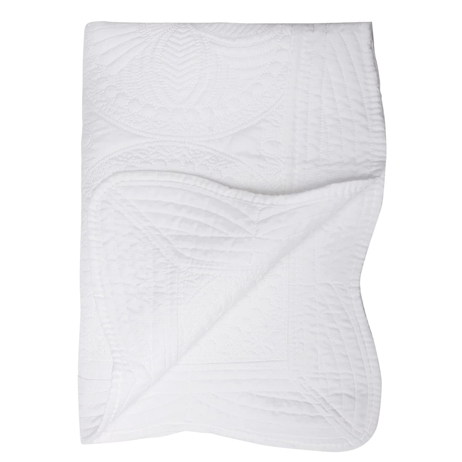 YIQIGOToddlers and Baby Quilt Lightweight Blanket Embossed Quilt 4 Seasons Scalloped Newborn Baby Boy/Girl (White)