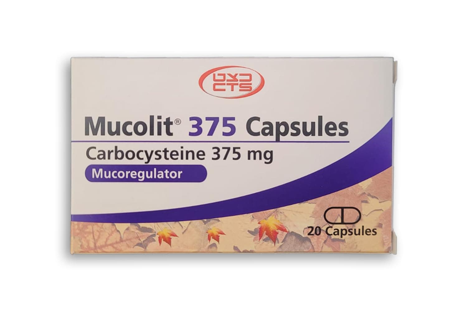 Mucolit 375 Capsules Carbocyteine 375mg, A Mucoregulator that Reduces Mucus Viscosity and Abrasion, for Relief of Respiratory System Disorders, accompanied by Increased phlegm Secretion - Pack of 20
