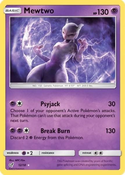 Pokemon - Mewtwo 12/18 - Detective Pikachu - Holo Rare - Single Card