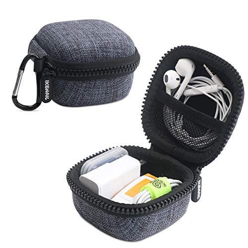 Iksnail Earbuds Carrying Case, Small Zipper Case for Bluetooth Earphone, Portable Storage Earbud Pouch Bag for Headsets/USB Cables (SkyBlue)
