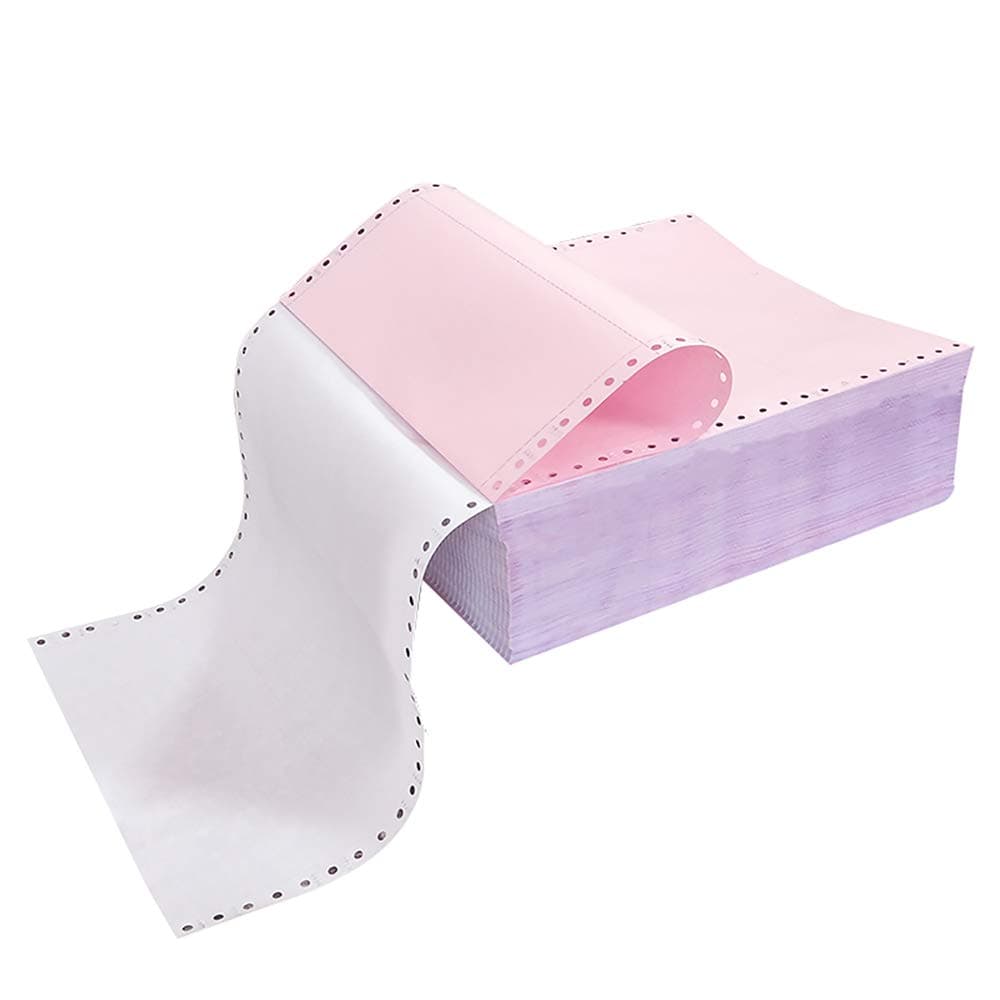 9-1/2 x 11 Inches NCR Continuous Feed Computer Paper 2-Ply, 1000 Count Carbonless Copy Paper for Dot Matrix Printers, 2-Part 500 Sets, Margin Perforated, White/Pink