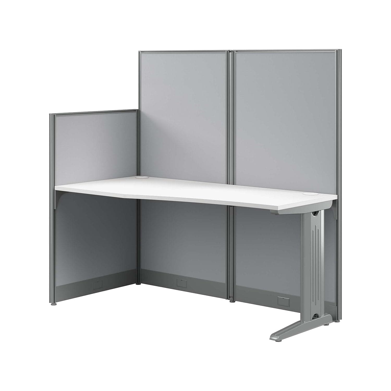 Bush Business Furniture Office in an Hour Straight Cubicle Desk in Pure White | Modern Computer Table with Privacy Panels for Commercial Workspace, 65W x 33D