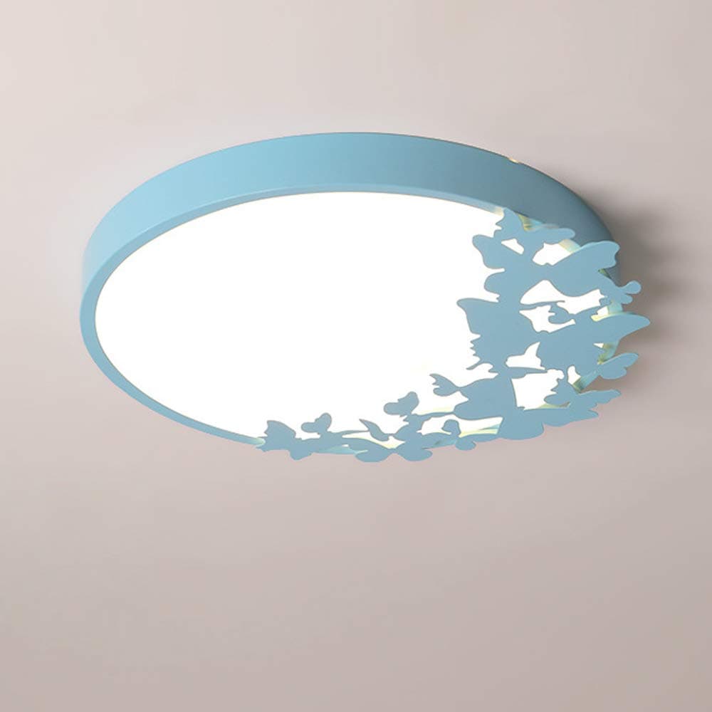 Kids LED Ceiling Light Bedroom Dimmable with Remote Control Blue Butterfly Ceiling Lamp Design Luminaire Children Living Room Indoor Lighting Decoration Iron and Acrylic,Ø40*6CM [Energy Class A]