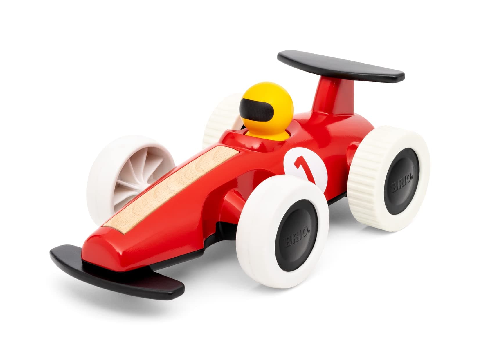 BRIO 30308 - Large Pull Back Race Car - Durable Wooden Toy Car | Enhances Motor Skills | Encourages Crawling and Walking | Eco-Friendly and FSC Certified Materials | Suitable for Kids 18+ Months