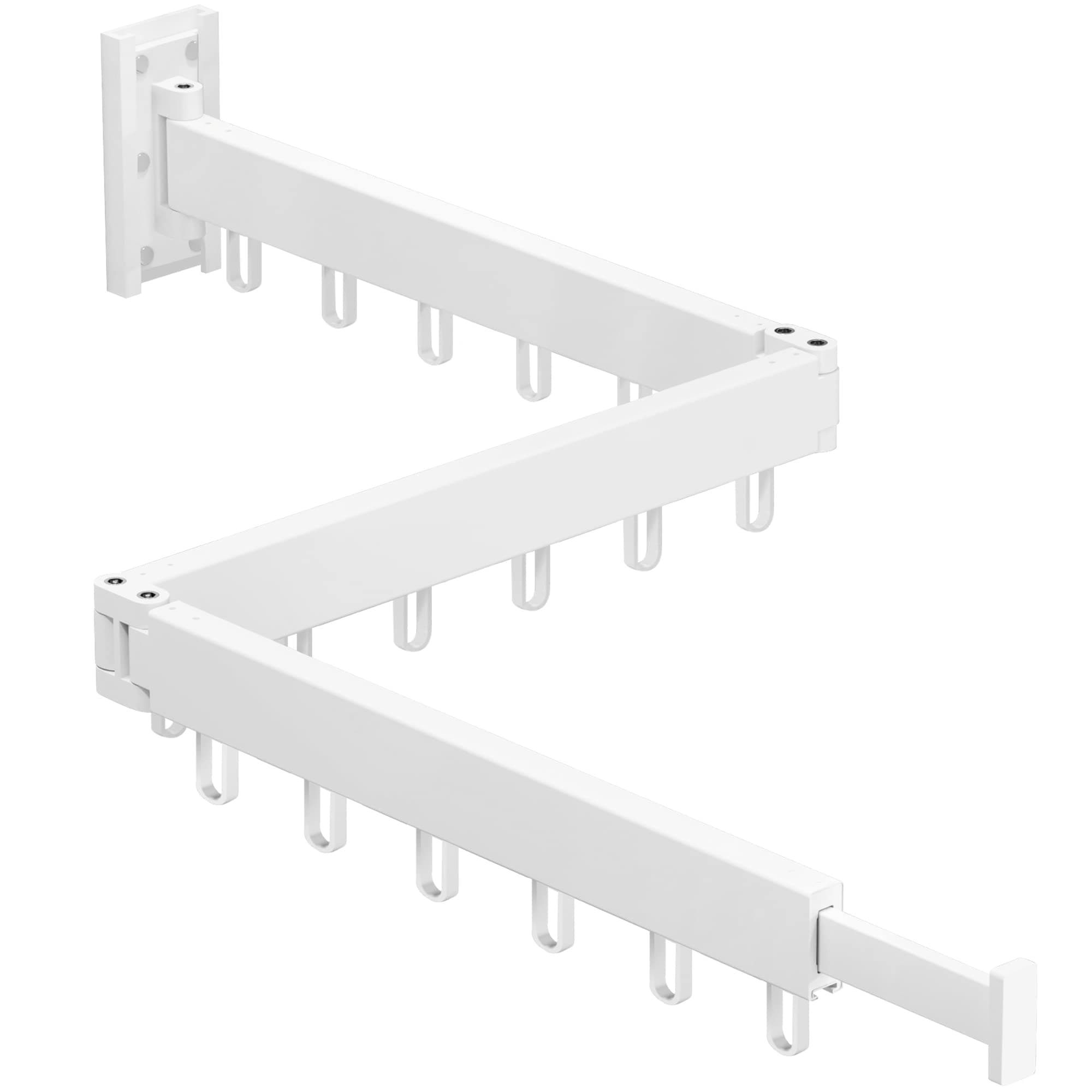 Clothes Drying Rack,Laundry Drying Rack,Wall Mounted Clothes Rack,Laundry Rack Wall Mount,Folding Retractable Collapsible Drying Rack Clothing (Three-Poles,Loop Hooks,White)