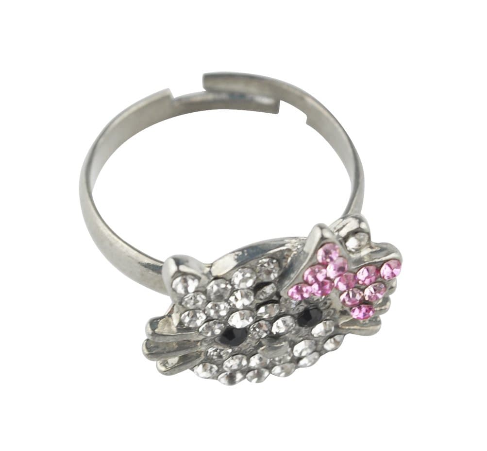 BlueTop(TM) Kitty Rhinestone Crystal Jewelry Set Kid's Ring Earrings Necklace 3 in 1 Set