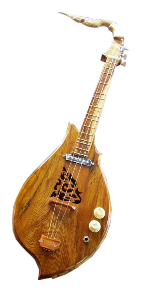 Isarn Acoustic Electric Phin 3 Strings, Thai Lao Guitar Musical Instrument, Traditional Thai Musical Pin51
