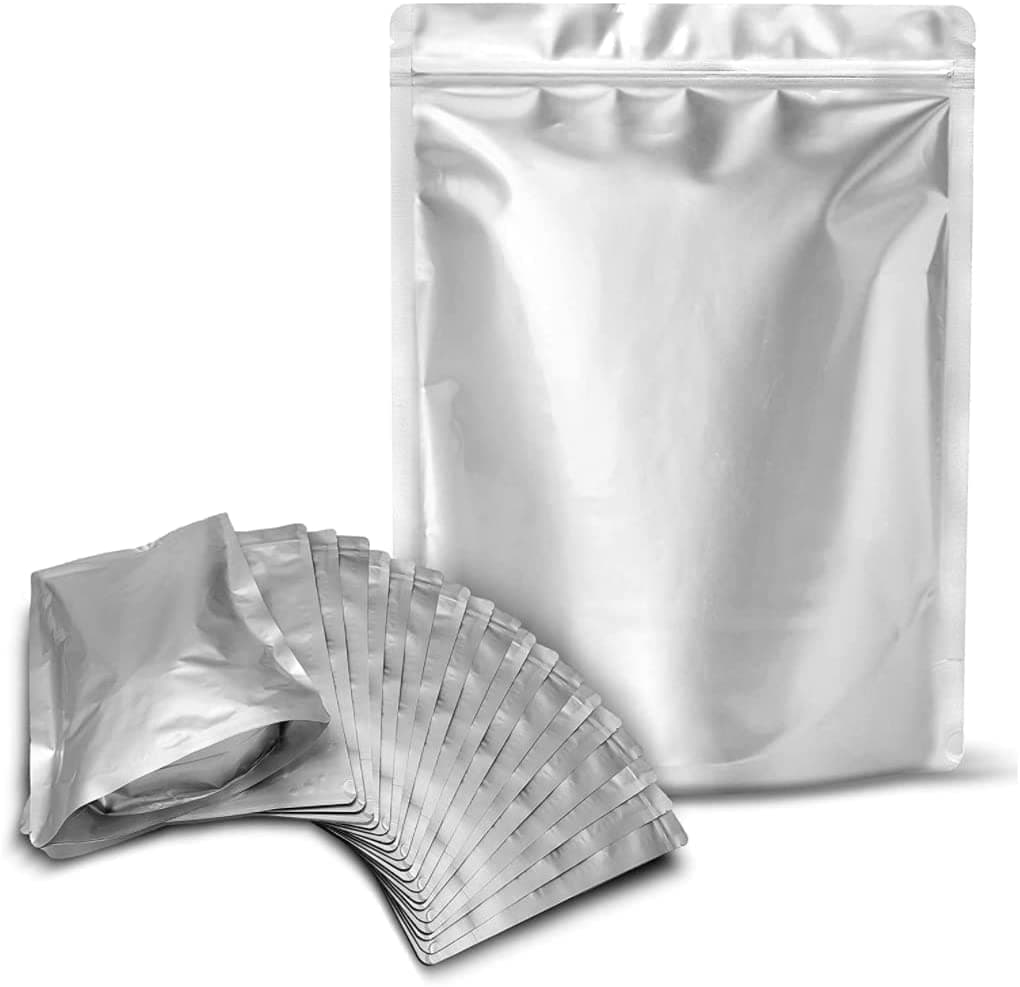 Mylar Bags For Food Storage, 25PCS 9.4 Mil Thick Vacuum Resealable Ziplock Pouches, Long Term Large Food Sealing Bag Refrigerator Preservation Eco-Friendly for Kitchen Camping Hiking Food Storage