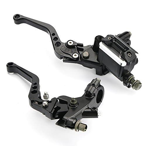 LisylineAuto 7/8" 22mm Motorcycle Brake Lever Handlebar Brake Master Cylinder Clutch Lever Left & Right Set Compatible with Harley Honda Kawasaki Suzuki Yamaha Black