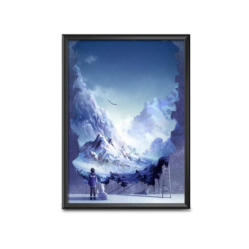 Home Wall Decor Frames - Hidden Mountain Anime Modern Art Wall Framed Paintings for Office, Dining, Living Room Decoration (8inchx12inch, Framing with Leminated Poster),FWBANIME701
