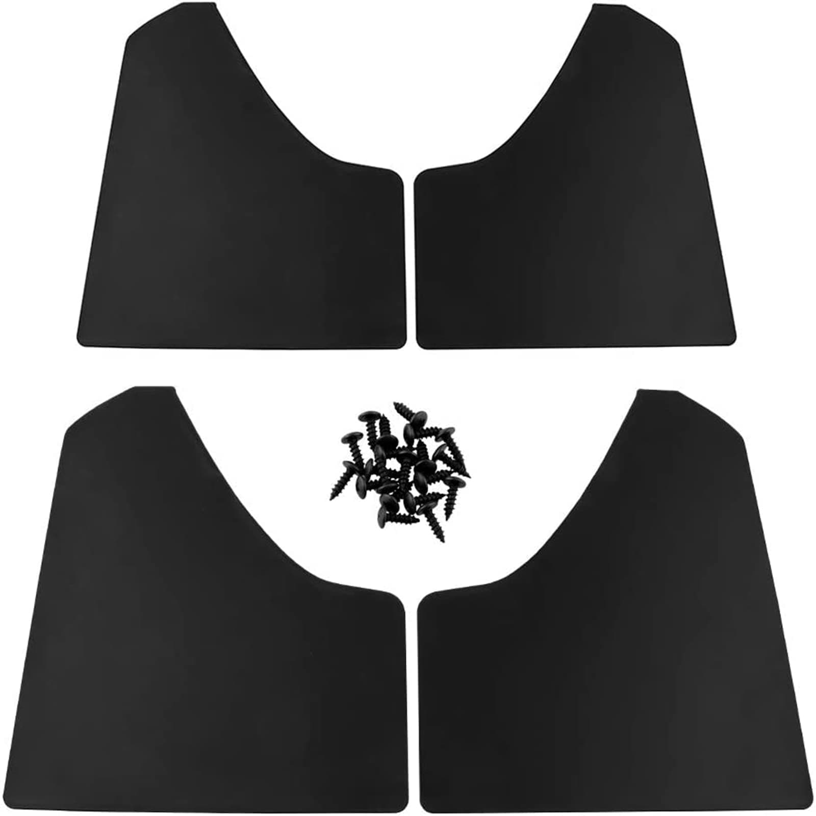 RULLINE Car Mud Flaps Universal Fit Black Splash Guards (4 Pack) Fender,with 20 Pieces 6mm Fastener Rivet Clips