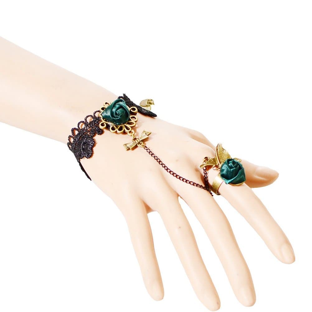 GUGGE Women's Retro Gete Jewelry with Lace Bracelet and Rings