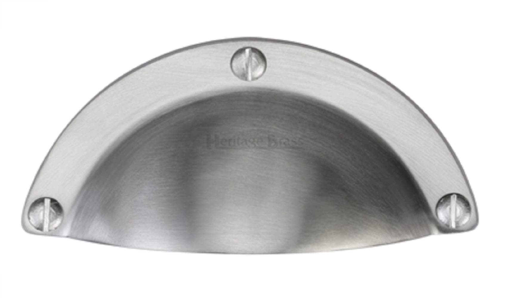 Solid Face Fix Shaker Style Hooded Drawer Cabinet Cup Pull Handle 95mm (Satin Chrome)