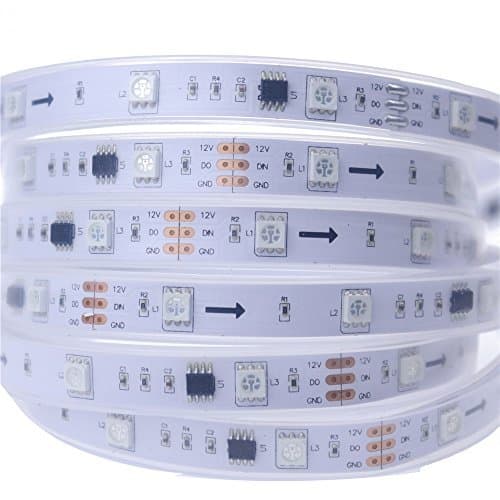Alarmpore 5m WS2811 Led Strip, Programmable and Addressable, 5050 Digital BRG LED Light,150LEDs IP67 Tube Waterproof Dream Magic Color 12V 30LEDs/m White PCB