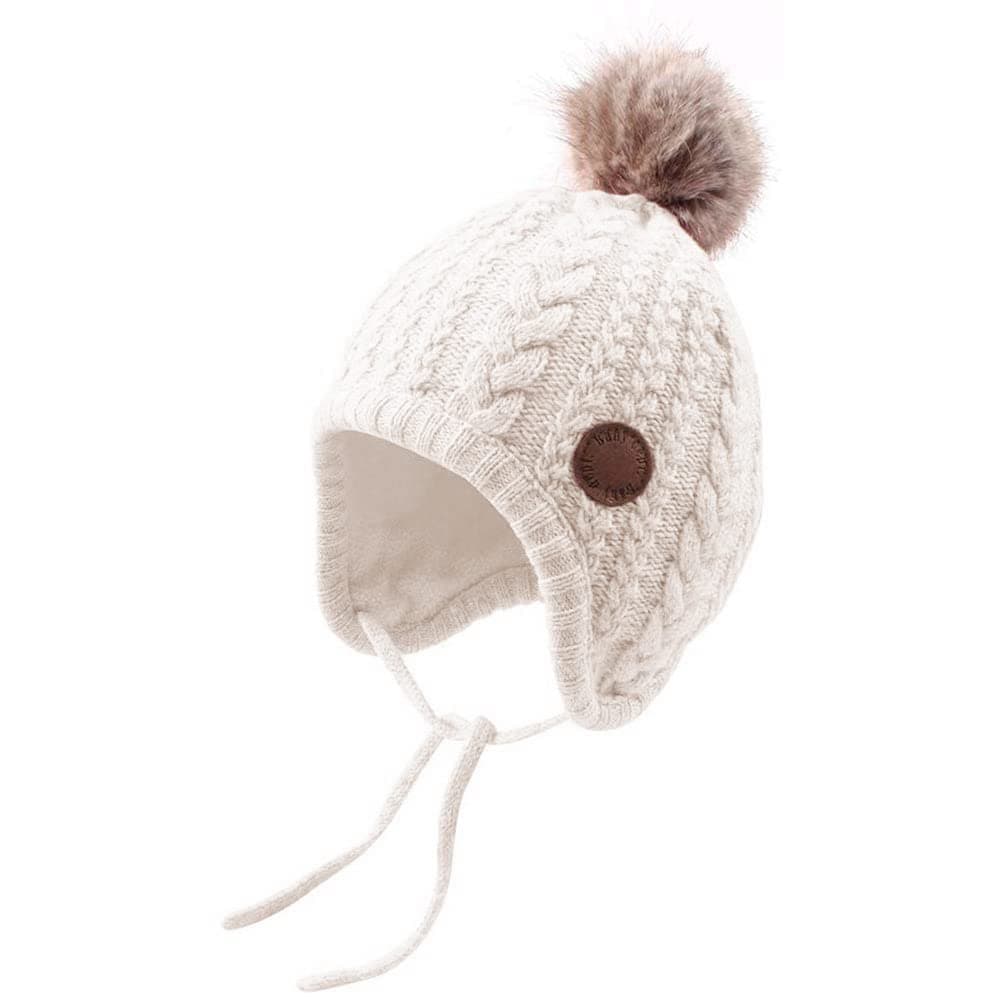 Bamery Christmas Crochet Baby Beanie Earflaps Little Girl Boy Knit Infant Hats Winter Warm Cap Lined Polyester Santa (White, M)