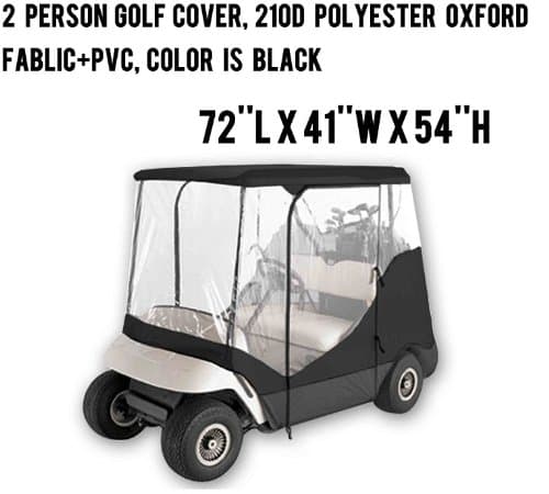PRO Cover 2308BK 2 Person Driving Golf Cart Cover, Fit Yamaha, Ez Go, Club Cart, Black