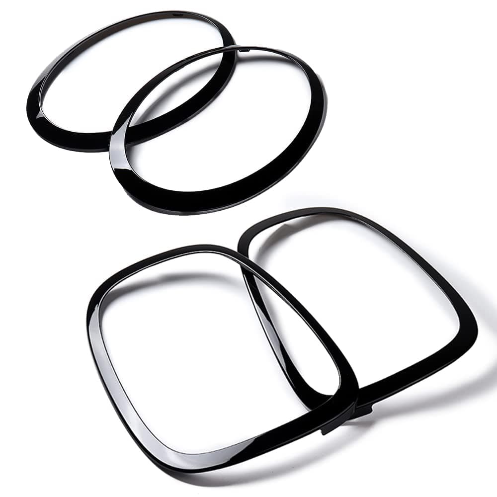 Compatible with MINI COOPER Front&Rear Headlight Bezel and Tail Lights Trim Surround Ring 2014-2019 2020 2021 2022 2023 F55 F56 F57, Glossy Black