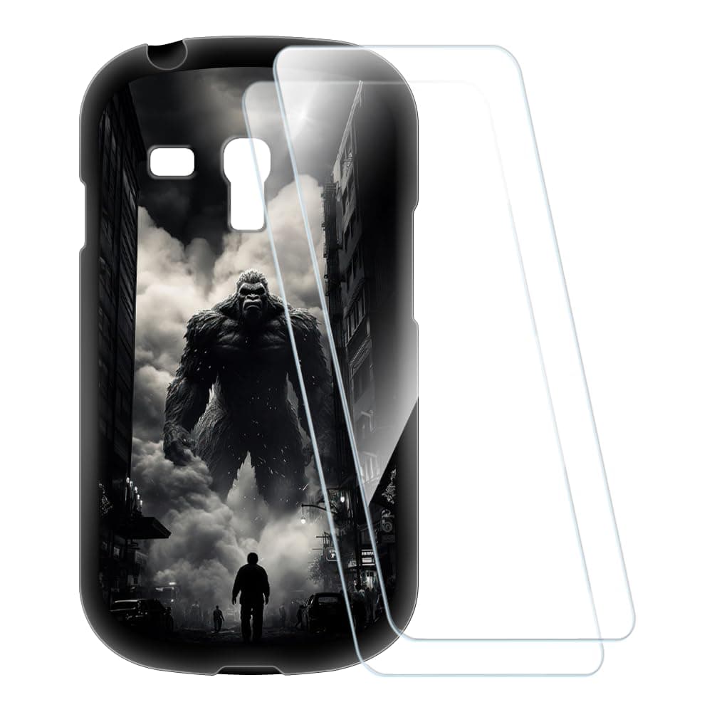 Printed Case + 2 Pack Screen Protectors Compatible with Samsung Galaxy S3 Mini i8190, Shockproof Pattern Soft Cover and HD Clear Tempered Glass Film (Monster)