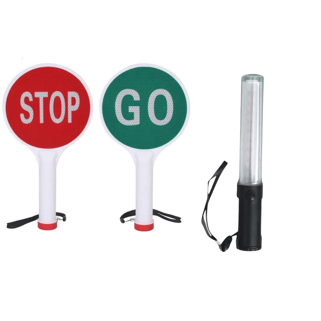 Versatile Baton Light Stick| Traffic Signal and Stop-Go Warning Safety Sign Board Combo || Safety Rod Stick Self Defense ||
