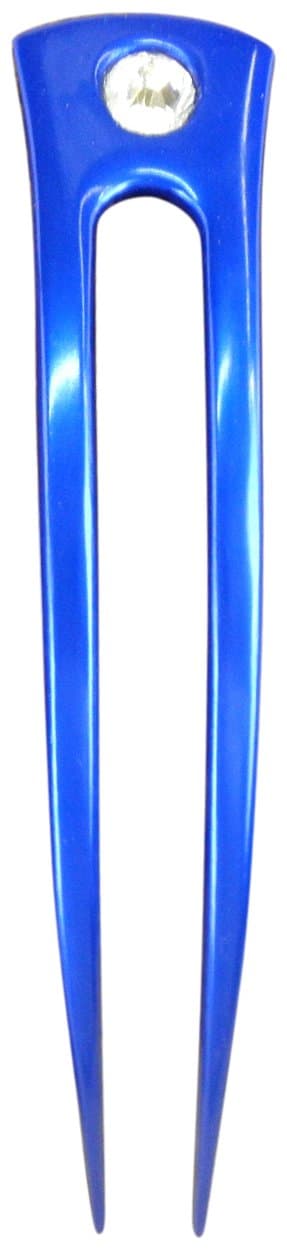 Anodized Aluminum Two Prong Curved 6" Hair Forks Unbreakable Waterproof Pick Pic Pin Fork - Hawaiian Style (Blue)