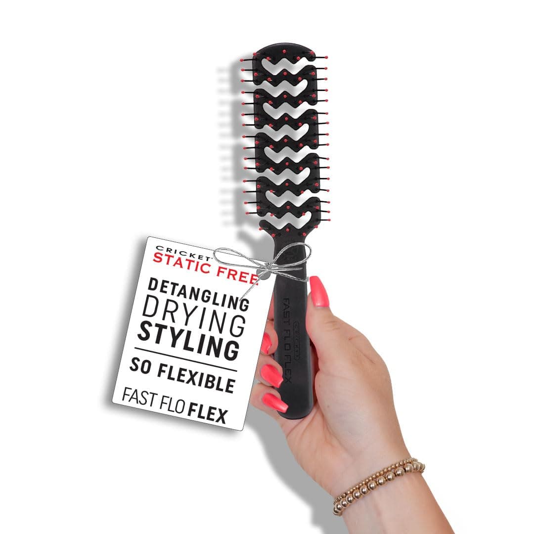 Cricket Static Free Fast Flo Flex Vent Hair Brush - Quick Drying, Detangling, and Styling - Anti-Static Bristles for Frizz-Free Blowouts, Ideal for All Hair Types