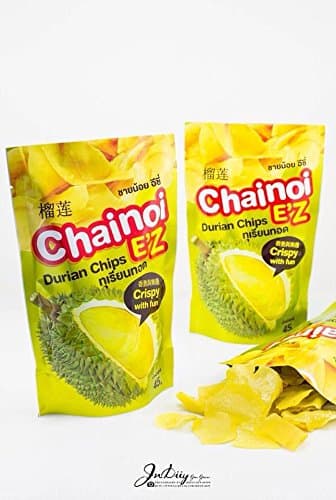 Crispy Fried Durian Chips Snack Real Fruit Net Wt 45 G.(pack of 2)