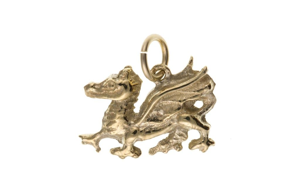 Solid 9ct Yellow Gold Solid Welsh Dragon Charm