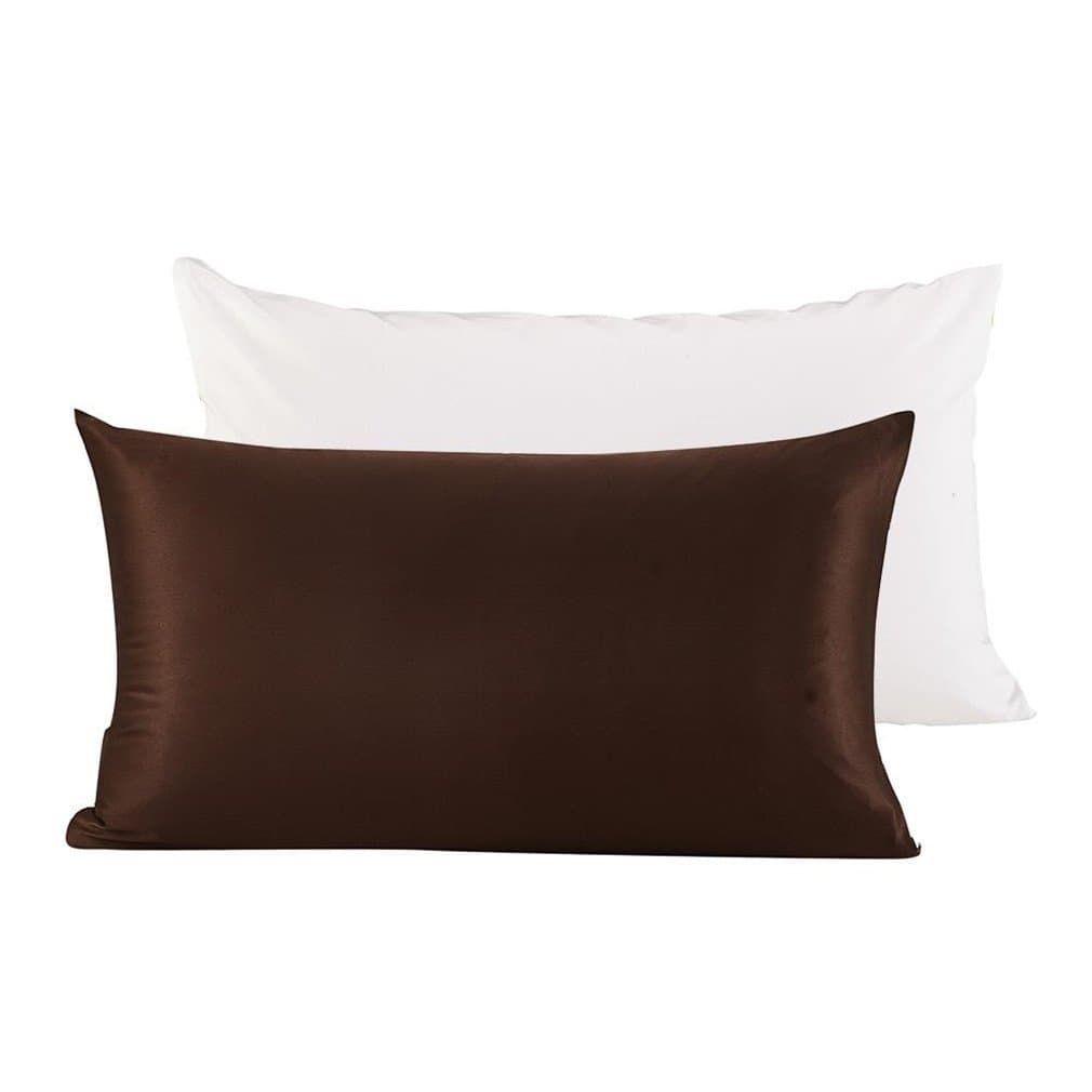 Lilysilk 100 Silk Cotton Pillowcase Hair Zipper Natural Mulberry Silk Pillow Cover 22 Momme Cotton Underside King Queen Chocolate 70x90cm