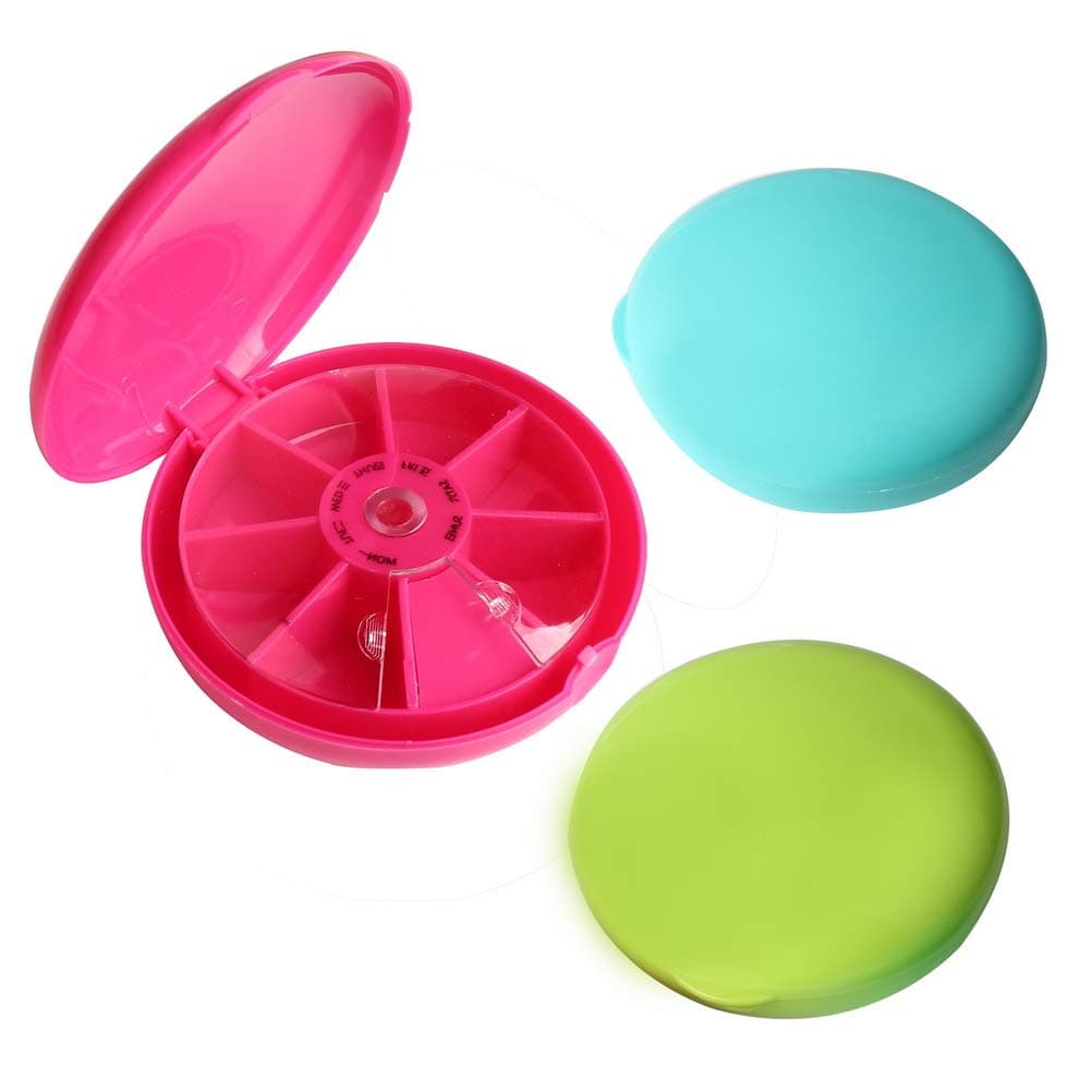 nuosen Pill Box,3 Packs Pill Cases 7 Day Medicine Pill Organiser With Clamshell & Spinning Open Design Pill Dispensers Weekly Pill Reminder