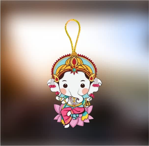 Nupur Studios “Chibi Lord Ganesha” Car Decoration/Hangings/Room/Home Decor/Indian Ethnic Decor/Wall Hanging/Car Accessories/Ganpati/Gajanand