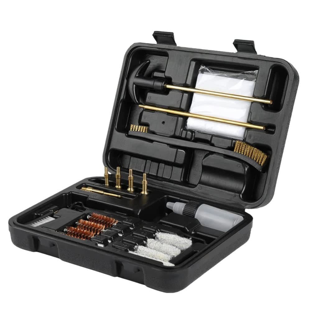 Gun Cleaning Kit Clean Mops Brushes Gun Barrel Brush Tool Universal Brass Jag Adapter Oil Bottle for Rifle Airsoft Pistol Handgun for .22/.357/.38/9mm/.40/.45 Cal