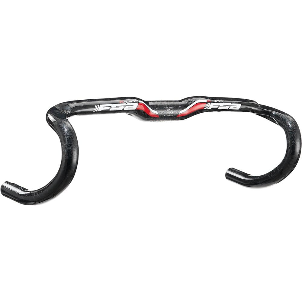 Full Speed Ahead FSA K-Wing Carbon Compact Road Bicycle Handlebar - Black (Black - 31.8 x 44)
