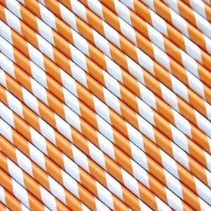 Candy Cane Striped Paper Straws - Orange and White, 150 Count Box