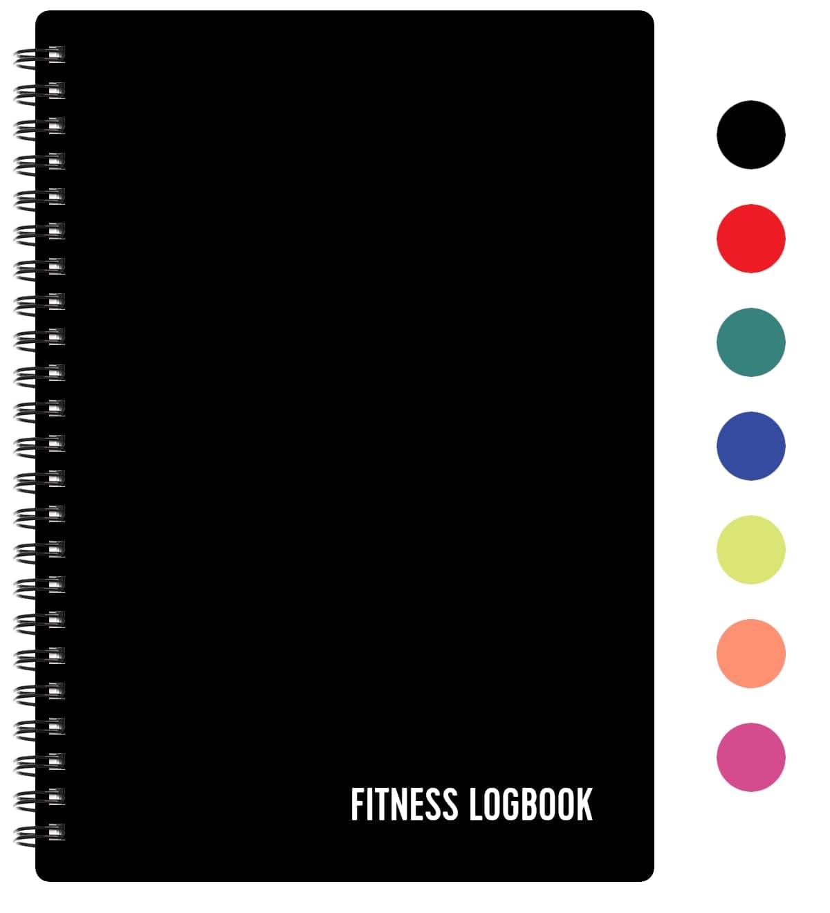 Fitness Logbook (Black) - A5 Undated Workout Journal For Men & Women - Plastic Cover & Thick Paper - Planner Log Book To Track Weight Loss, Muscle Gain, Gym Exercise, Bodybuilding Progress