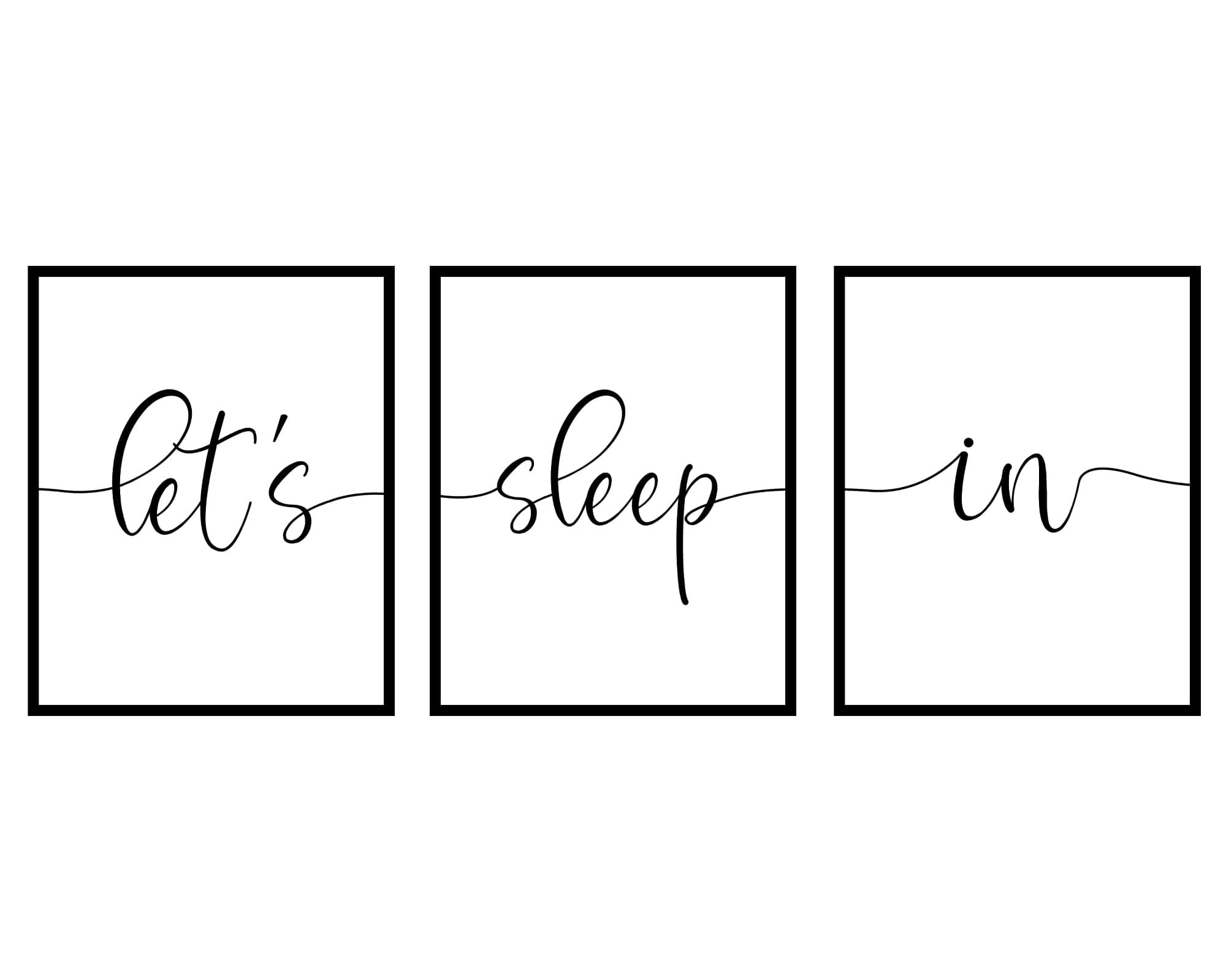 OFlyDesigns Let's Sleep In Art Prints Bedroom Wall Decor Above Bed Set of 3 Bedroom Wall Art, 11x14inch Unframed