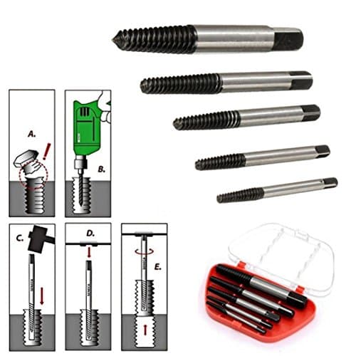 Screw Extractor,5PCS Screw Extractor Drill Bits Guide Broken Damaged Bolt Remover (Red)