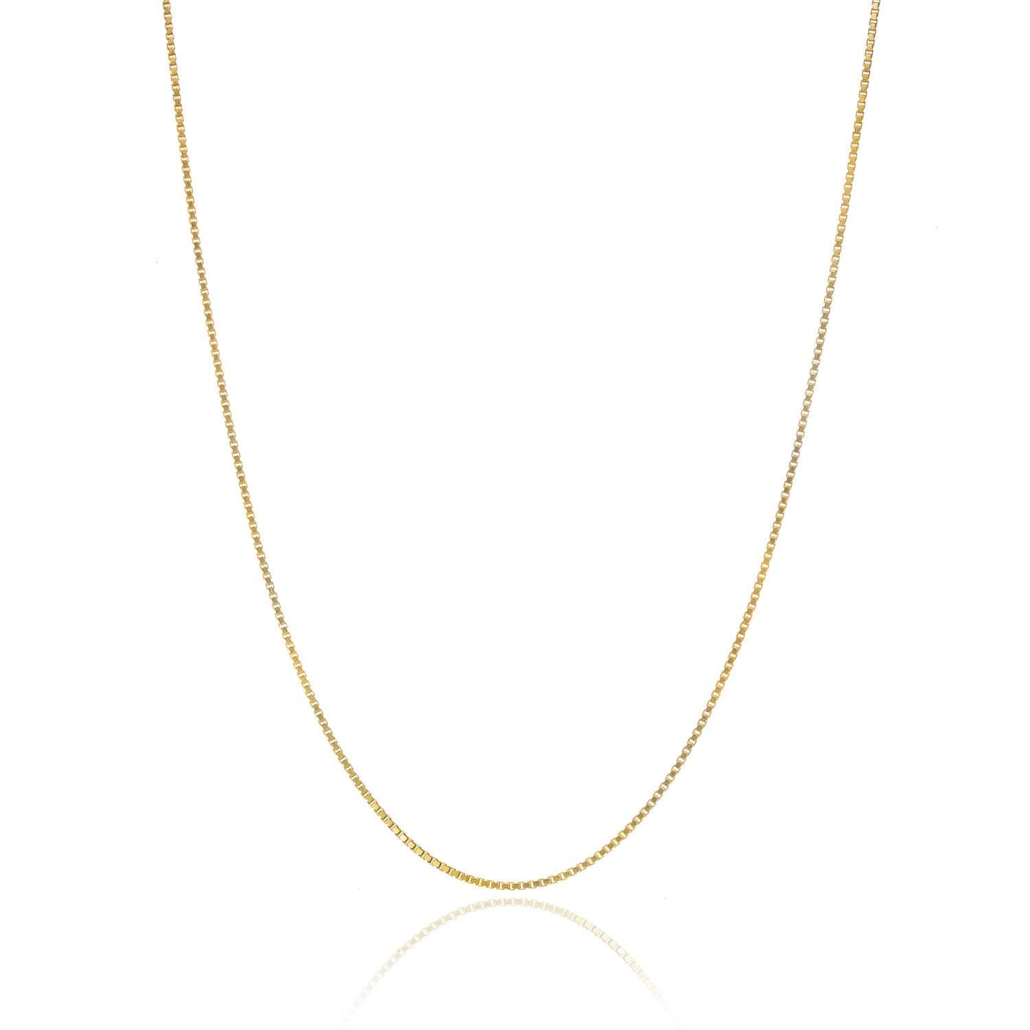 Bling For Your Buck 18K Gold over Sterling Silver .8mm Thin Italian Box Chain Necklace for Women and Men, Sizes 14" - 40"