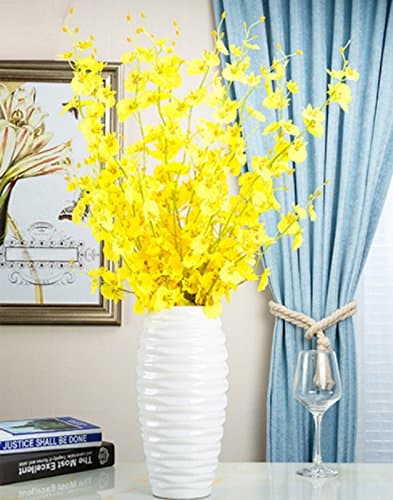 White 30cm Ceramic Vase Cylinder Vases Flower Arrange Decorative Display Rustic Style String Decoration Home Décor