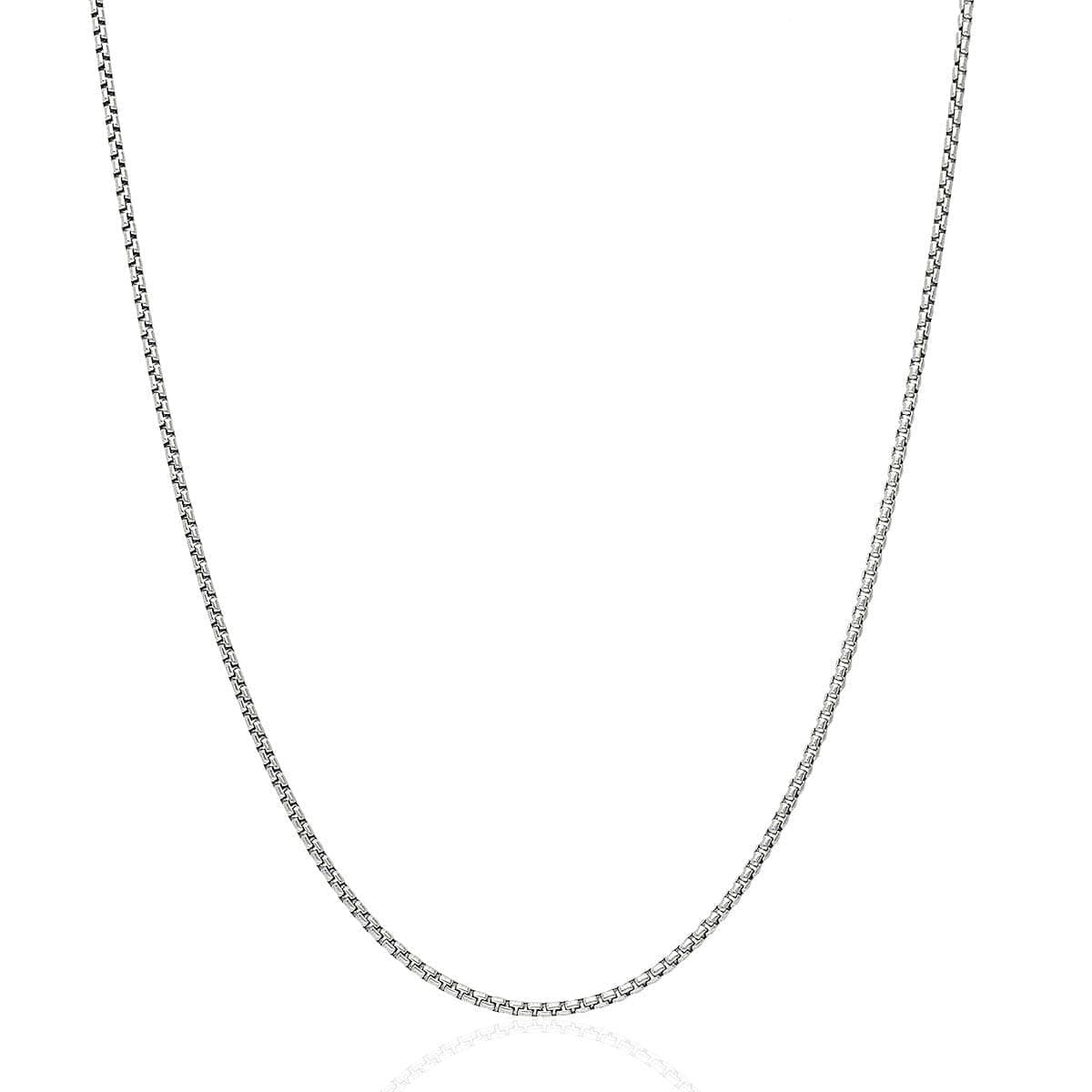 Next Level Jewelry Genuine Solid Sterling Silver Round Box Link .925 Rhodium Heavy-Duty Necklace Chains 1MM - 5MM, Silver Chain for Men & Women, Made In Italy