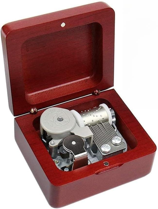 Sinzyo When You Wish Upon a Star Music Box Vintage Musical Boxs Gift for Birthday Valentine's Day Christmas Day(Wine Red Box)