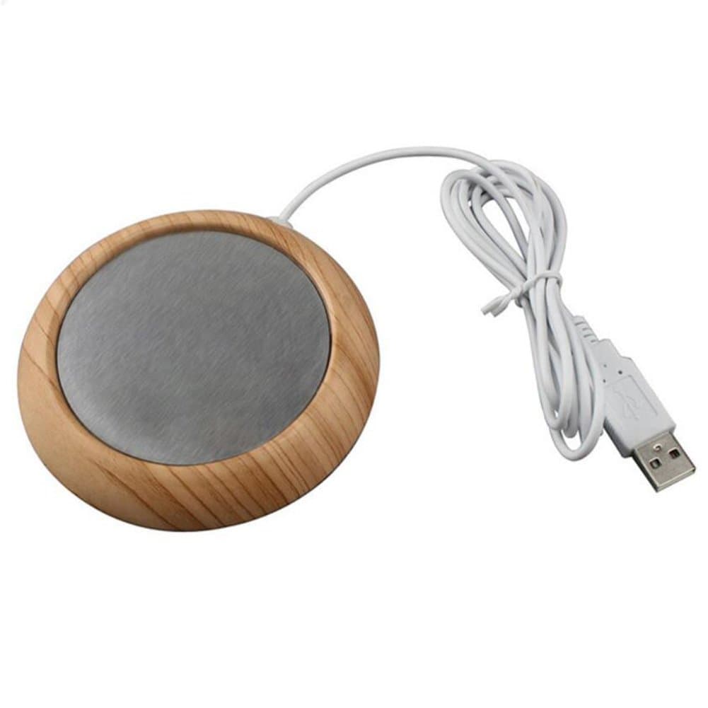 USB Warmer, USB Cup Warmer, Electric Cup Heater, Wood Grain Milk Heat Insulation Plate, Tea Beverage Mug Warmer for Office & Home (YHK131-1)