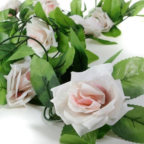 MKPLY Light Pink 2.5m Artificial Silk Rose Fake Flower Ivy Leaf Garland Plants Home Wedding Decor